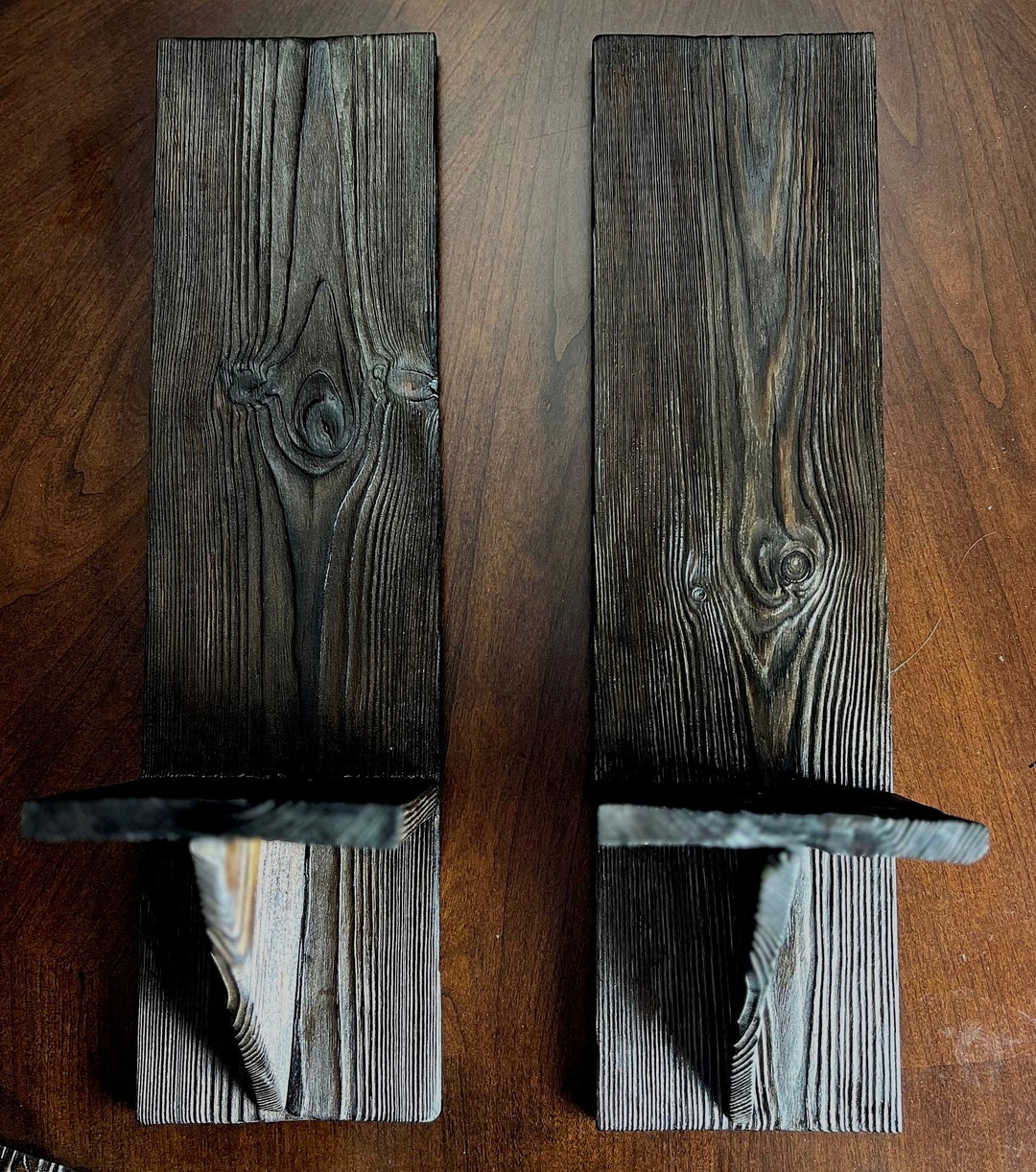 Shou Sugi Ban Wall Candle Holders (set of 2) - Handcrafted Rustic Charm ...