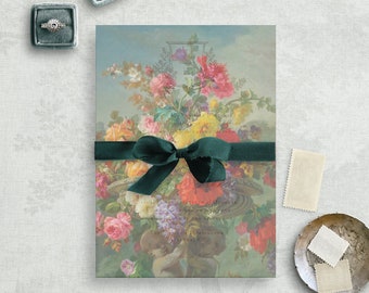 Printable Wedding Vellum Overlay, Invitation Overlay, 5x7 Invitation Card, Vellum, Vintage Art, Fine Art Invitation, Overlay, Vibrant Blooms