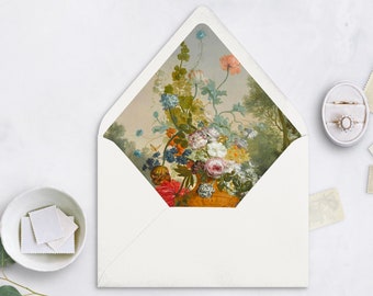 Vintage Fine Art Still Life Painting Envelope Liner Template, Envelope Liner, Printable Wedding, Wedding, Vintage Art, Wildflower Garden