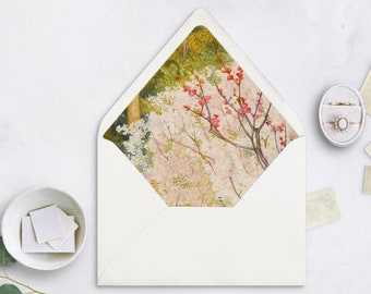 Vintage Fine Art Painting Envelope Liner Template, Envelope Liner, Printable Wedding, Wedding, Vintage Fine Art, Cherry Blossom