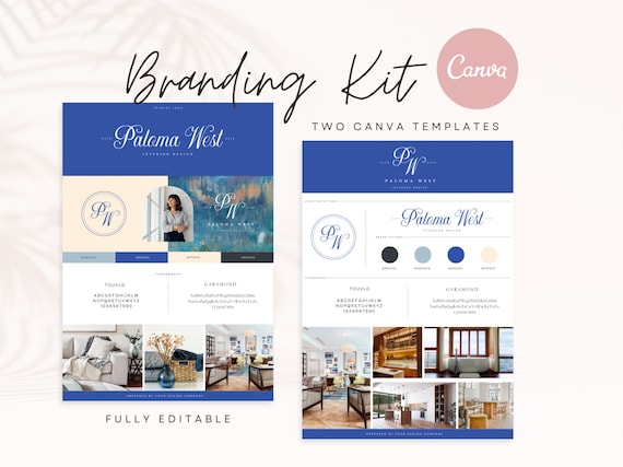 Navy Blue Brand Kit Template: Modern Canva Branding Board (A4)