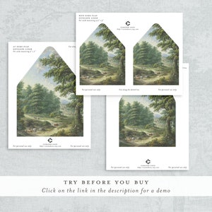 Vintage Fine Art Still Life Painting Envelope Liner Template, Envelope Liner, Printable Wedding, Wedding, Vintage Fine Art, Lush Greenery 画像 4