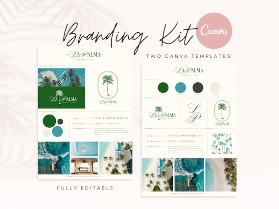 Canva Brand Kit Template: Modern Mood Board, Paradise Green (Digital Download)