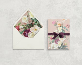Vintage Blumen Pergamin Overlay Umschlag Set, Hochzeitsumschlag Liner, druckbare Pergamin Overlay, Floral Botanische, Fine Art Hochzeit
