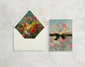 Vintage Floral Vellum Overlay Liner Set, Wedding Envelope Liner, Printable Vellum Overlay, Overlay, Floral Botanical, Fine Art Wedding