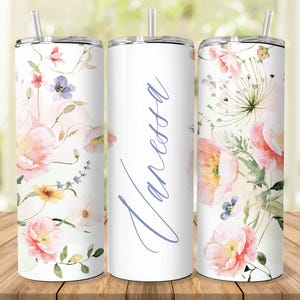 Blumenname Tumbler Wrap Png, fügen Sie Ihren Namen Aquarell Blumen Tumbler, 20 Unze nahtlose Tumbler Wrap Sublimation, Tumbler Design, Tumbler Wrap