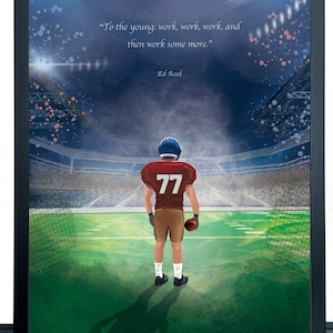 Stampa personalizzata di football americano, stampa personalizzata di football americano, decorazione murale personalizzata di football americano, regalo di compleanno con il nome di un giocatore di football