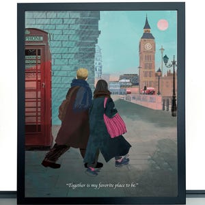Personalised London Couple Print, Custom  Big Ben Couple Print, Engagement Custom Print, Anniversary Personalised Gift, Wedding Custom Gift
