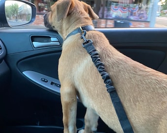 Dog Seat Belt 3 Pack – Adjustable Retractable Dog Car Seat Belt Harness with Elastic Bungee Buffer – Nylon Safety Strap for Pets in Vehicles