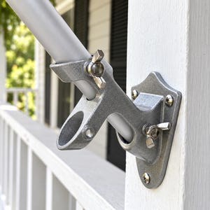 Silver Flag Pole Holder for House, 2-Angle Aluminum Flagpole Wall Mount Bracket for 1 Inch Poles, Outdoor Porch Hardware, 1 Pack