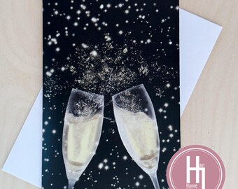 Champagne Toast Celebration Card – Festive Greeting for New Year, Weddings & Special Occasions