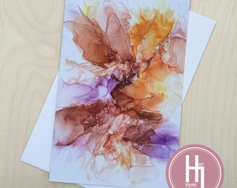 Flamenco-Inspired Greeting Card. Abstract Alcohol Ink Art for Weddings, Anniversaries, Love Notes & Valentine’s Day