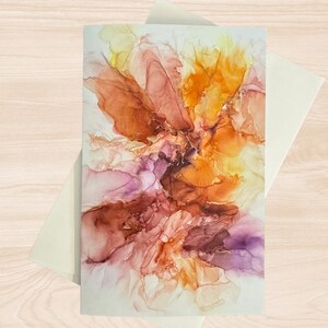 Flamenco-Inspired Greeting Card. Abstract Alcohol Ink Art for Weddings, Anniversaries, Love Notes & Valentine’s Day