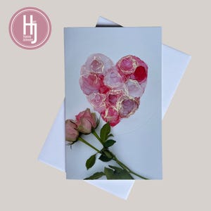 Romantische roos hartwenskaart – alcoholinkt Art Print – liefdeskaart – bruiloft, verloving, jubileum, valentijnscadeau