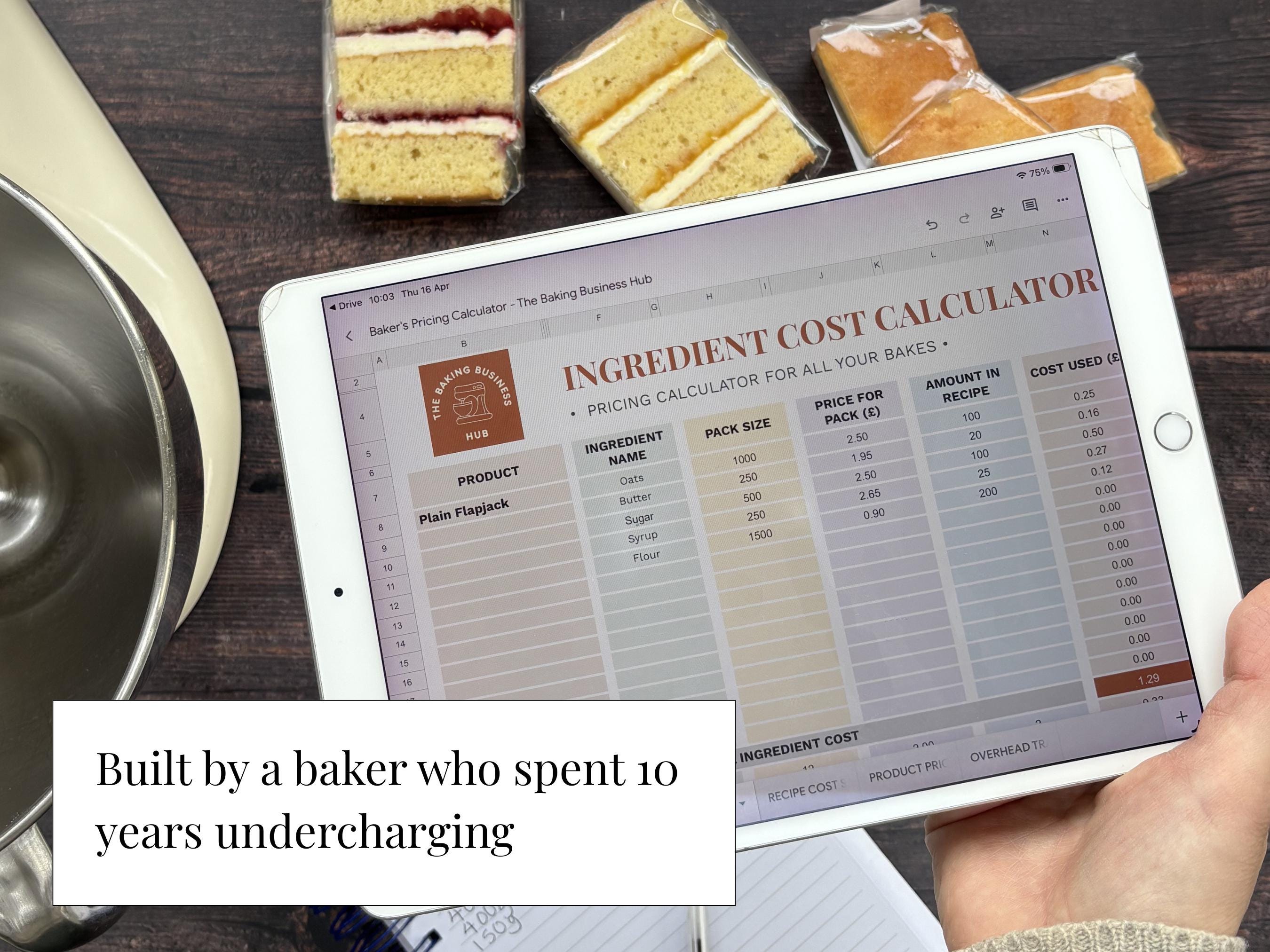 Baker's Pricing Calculator Spreadsheet | Baking Business Pricing Tool ...