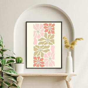 Colorful Floral Abstract Art Print: Modern Minimalist Home Decor (Digital Download