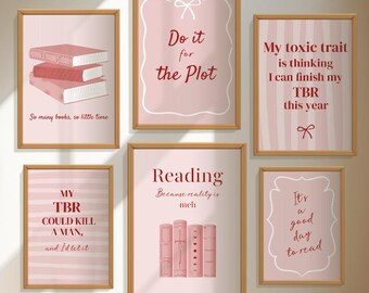Pink Book Lover Quote Posters | Reading Nook Art (Digital Download)