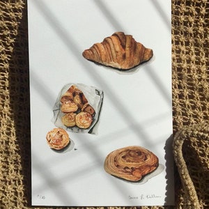Les classiques: stampa dei preferiti di croissant, chouquettes, bread aux raisins boulangerie