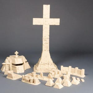 Exiled Trenchers Terrain Bunker, Barricades & Stone Cross for Trench Crusade