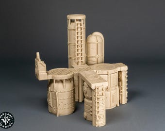 Torre Vapor Forge Battlefield Mars para terrenos de mesa de ficção científica