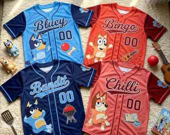 Custom Blue Baseball Jersey, Personalized Blue Character Shirt, Personalized Custom Name Toddler Birthday Gift, Family Matching Fan Gift