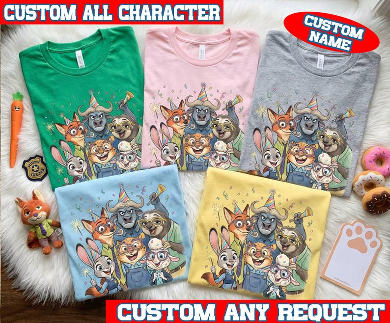 Custom Name Zootopia Comfort Colors Shirt, Zootopia Movie Tee Sweatshirt, Judy Hopps Nick Wilde Shirt, Birthday Gift image 1