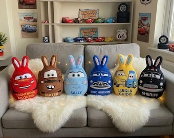 Custom Disney Cars Pillow, Lightning McQueen Easter Gift, Custom Name Kids Pillow, Cars Movie Character Cushion, Easter Basket Gift for Boys