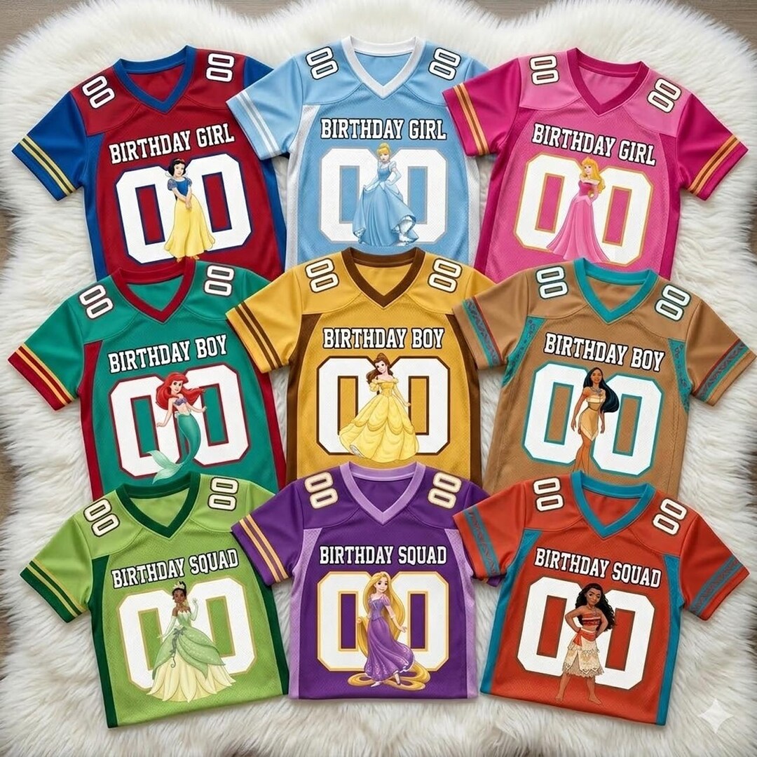 Custom Disney Princess Football Jersey Custom Name, Princess Birthday ...