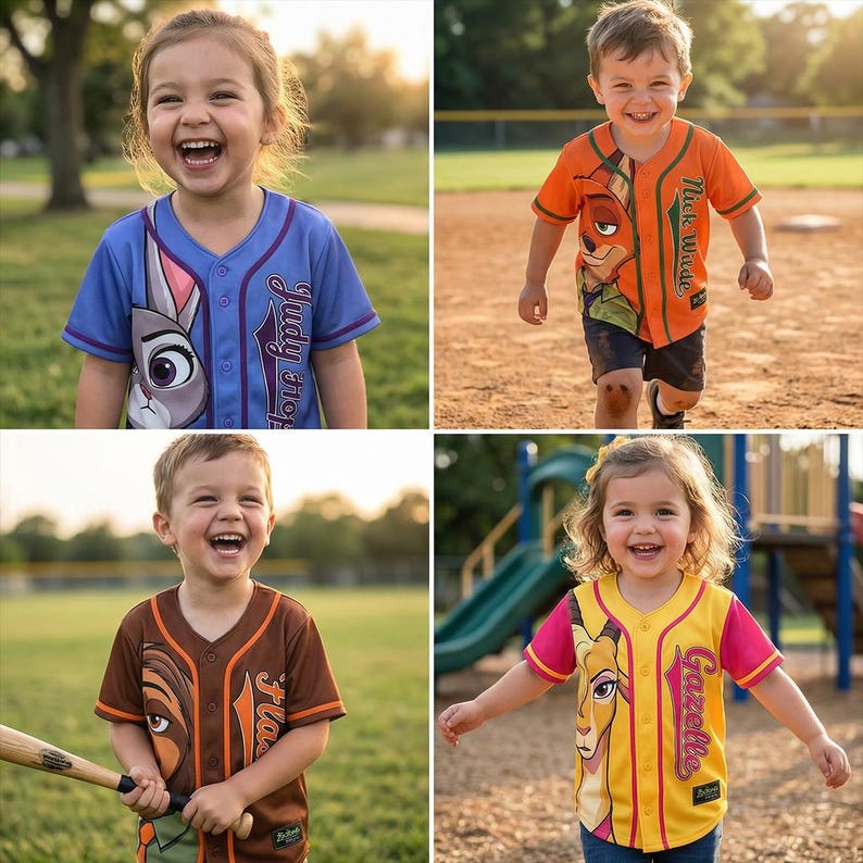 Disney Zootopia Baseball Jersey Custom Name Judy Hopps Nick Wilde Shirt Kids Birthday Gift Personalized Zootopia Jersey USA, Y2K Jersey image 2