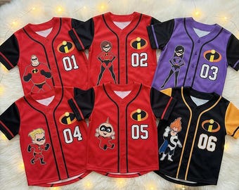 Camiseta de béisbol personalizada de Los Increíbles de Disney, camiseta de Mr. Increíble, camisetas de cumpleaños de Los Increíbles, camisetas familiares para viajes a Disneyland, camiseta Y2K