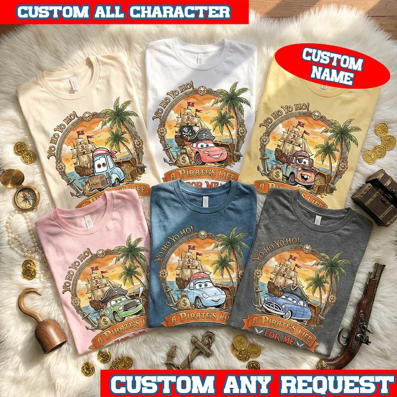 Cars Disney Pirate Shirt, Yo Ho Yo Ho A Pirate’s Life for Me T-Shirt, Lightning McQueen Tee, Disneyland Trip, Kids Birthday Gift immagine 1