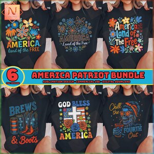 6 Designs America Patriot PNG Bundle, 4th Of July Png, God Bless America, Independence Day, Free-in America, Commercial Use, Digital File