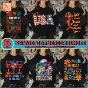 6 ontwerpen America Patriot PNG-bundel, 4 juli Png-bundel, Memorial Day, Independence Day, Free-in America, commercieel gebruik, digitaal bestand