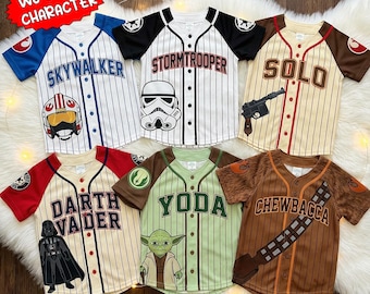 Custom Star Wars Baseball Jersey, Personalized Star Wars Character Shirt, Kids Birthday Outfit, Family Matching Fan Gift