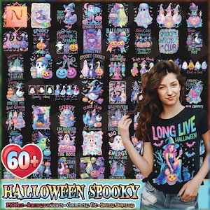 Happy Halloween PNG Bundle, Halloween Shirt Design, Halloween Neon Clipart, Creepin It Real Png, Pumpkin Png, Commercial Use, Digital File