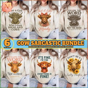 Funny Highland Cow PNG Bundle, Funny Sarcastic Shirt Designs, Sarcastic Cow Png, Funny Sassy Highland Cow Png, Commercial Use, Digital File