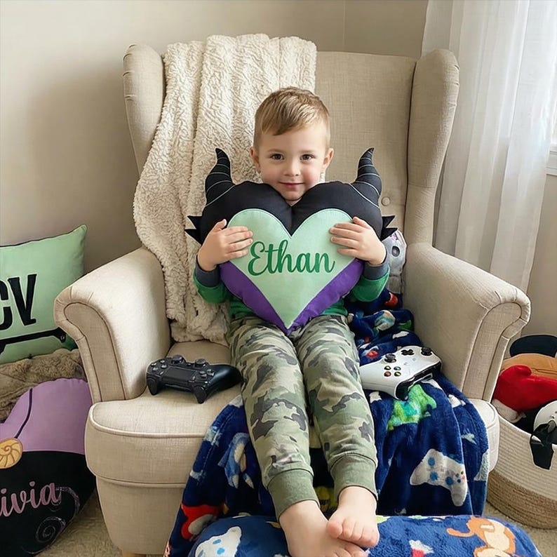Custom Name Disney Villains Pillow, Maleficent Ursula Cruella Kids Gift, Evil Queen Cushion, Personalized Villain Room Decor Birthday Gift image 6