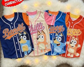 Custom Blue Baseball Jersey, Personalized Blue Character Shirt, Personalized Custom Name Toddler Birthday Gift, Family Matching Fan Gift