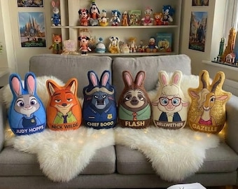 Custom Zootopia Easter Pillow, Judy Hopps & Nick Wilde Personalized Name Pillow, Custom Kids Easter Basket Gift, Zootopia Nursery Decor