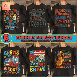 6 ontwerpen America Patriot PNG-bundel, 4 juli Png-bundel, Memorial Day, Independence Day, Free-in America, commercieel gebruik, digitaal bestand