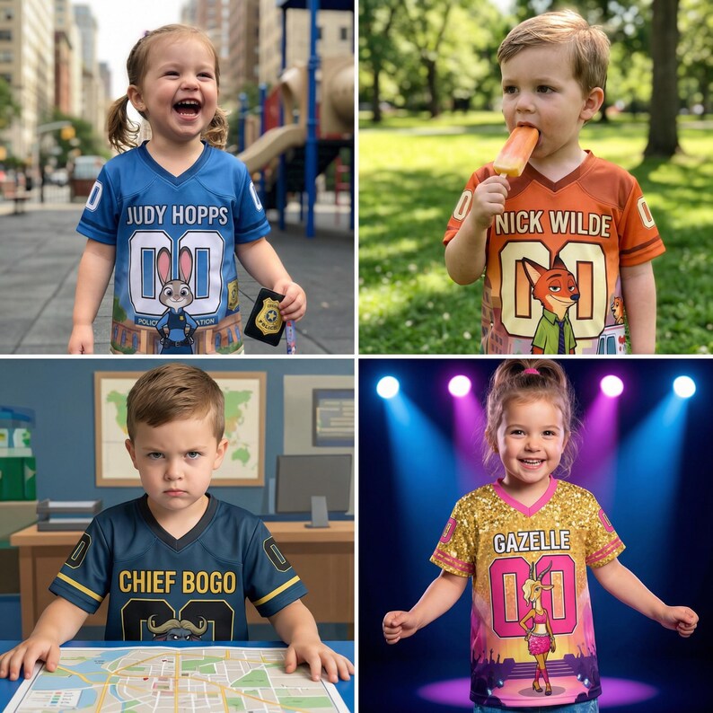 Camiseta de fútbol de Zootopia personalizada con nombre personalizado, camiseta de cumpleaños de Zootopia, camiseta del equipo de Judy Hopps y Nick Wilde, conjunto familiar a juego, regalo imagen 6