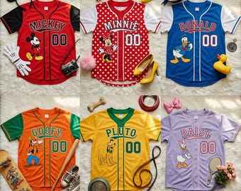 Disney Baseball Jersey Custom, Mickey Friends Shirt, Disney Family Trip Vacation , Disneyland Birthday Matching Family Shirt Gift,Y2K Jersey