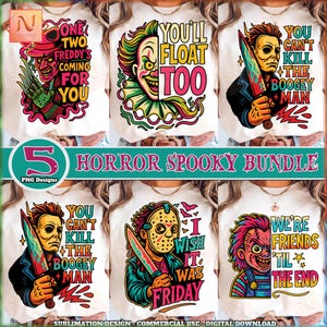 Horror Halloween PNG Bundle, Halloween Shirt Designs, Retro Horror Png, Horror Spooky Clipart, Horror Movies Quote Png, Digital Download
