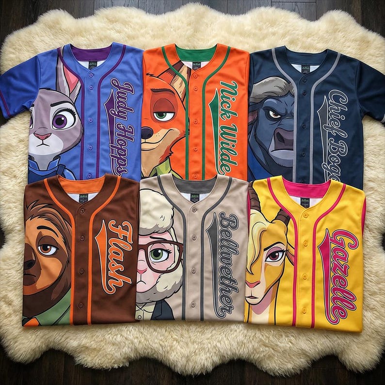 Disney Zootopia Baseball Jersey Custom Name Judy Hopps Nick Wilde Shirt Kids Birthday Gift Personalized Zootopia Jersey USA, Y2K Jersey image 1