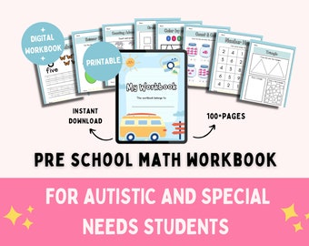 Rekenwerkboek voor kleuters voor autisten en leerlingen met speciale behoeften - 100+ pagina's afdrukbaar en digitaal werkboek - wiskundeoefeningen voor thuisonderwijs