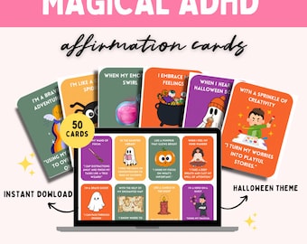 ADHD Magical Affirmation Flashcards, Executive Functioning ADHD Coping Skills,Social Emotional Learning,Kids And Teen ADHD Therapy Activity