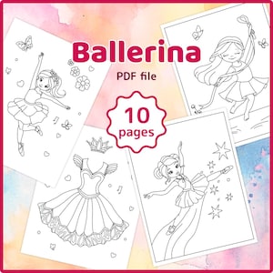 Ballet coloring pages | set of 10 cute ballerina coloring sheets | dance coloring pages | Instant download PDF