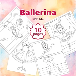 Ballet coloring pages | Ballerina coloring set of 10 pages | Cute ballerinas for girls who love ballet dance | Instant Download PDF
