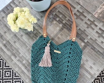 Handmade crochet tote bag.