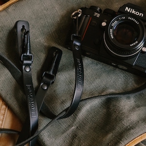 Handmade Leather Camera Strap: Camera strap for Digital and Film Cameras - Horween Chromexcel | Hand stitched